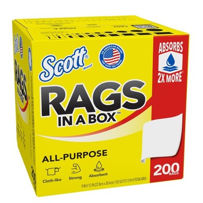 Scott Rags In A Box (57036), All-Purpose Towels, Large 9''x12'' Towel (1 Box of...