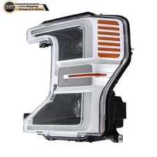 Silscvtt Left Full LED Headlight For Ford F250 2020-2022 Chrome Trim Headlamp