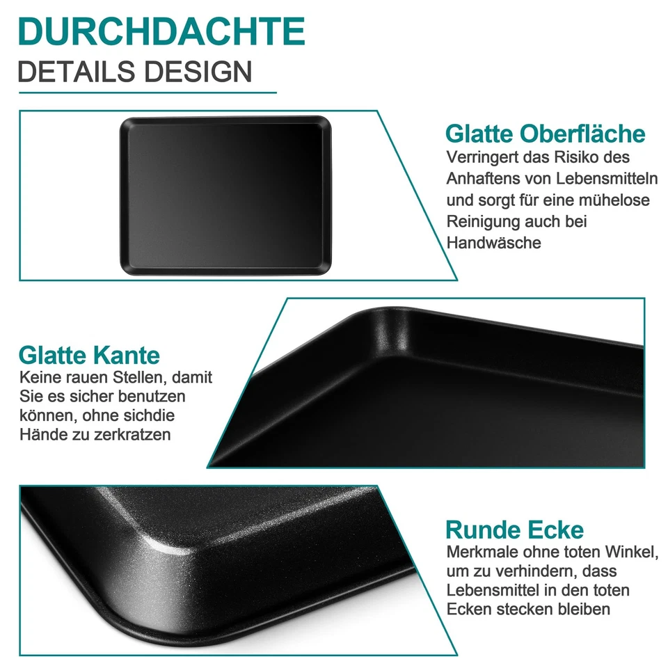 Mini Ofenblech Rechteckig Karbonstahl Backblech Kuchenblech Backform mit Anti... - Bild 3 von 4
