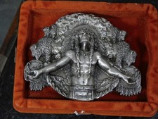 1981 Bergamot Brass Co Indian Chief Arms Outstretched Belt Buckle Siskiyou
