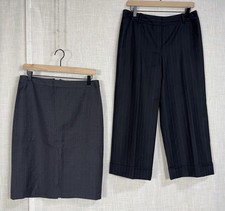 Ann Taylor Women s Wool Pinstripe 2 Piece Suit Size 8 Capri Pants Skirt