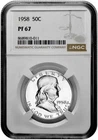 1958 50C Proof Silver Franklin Half Dollar NGC Graded PF 67 in New Holder