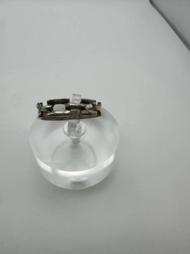 VTG Sterling Silver .925 Made in Mexico LINK SQUARE BAND  - 1.7 grams, size 7