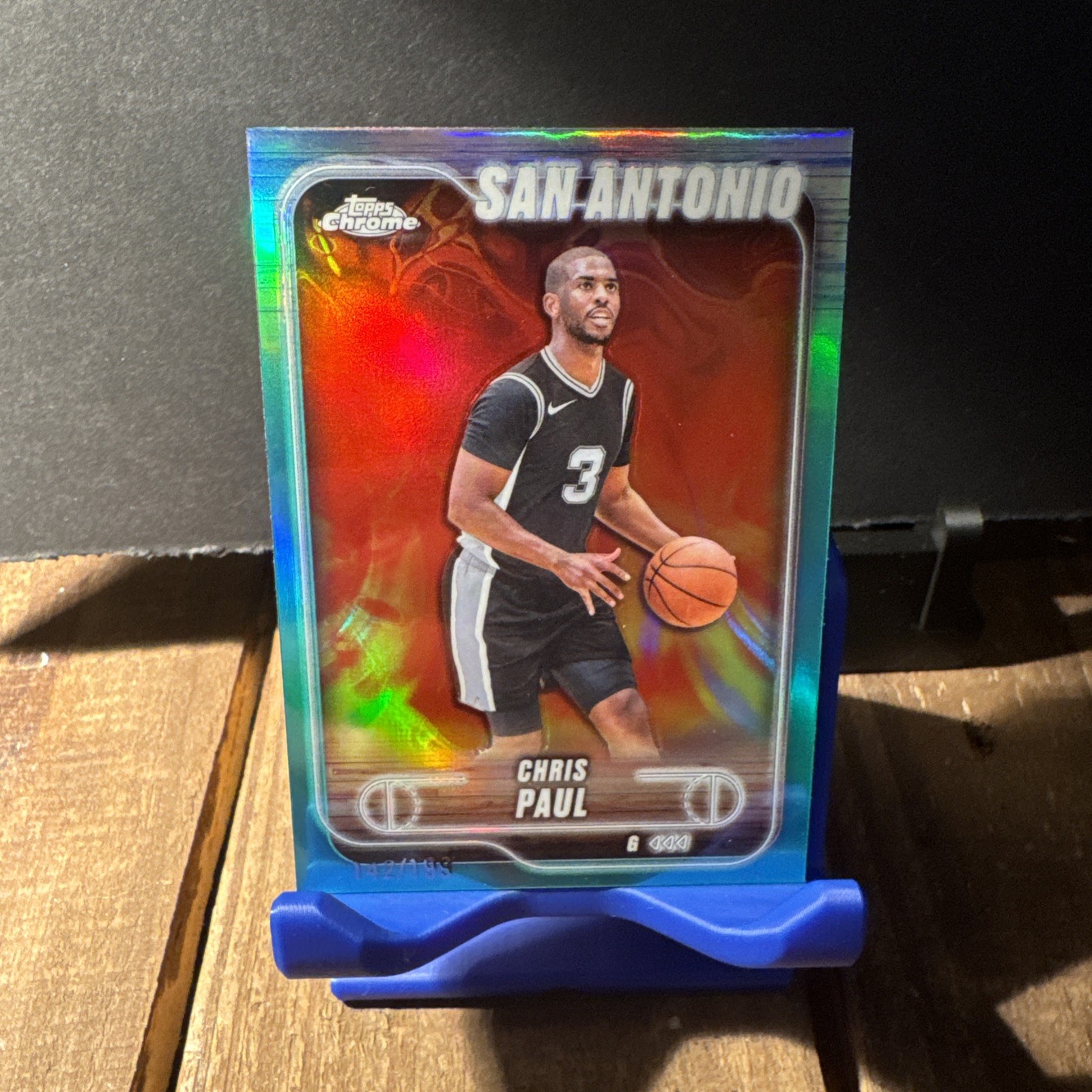 Chris Paul 2024-25 Topps Chrome Aqua Refractor 142 /199 #162 San Antonio Spurs
