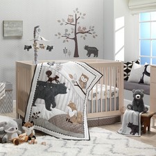 Lambs  Ivy Woodland Forest Animal Nursery 5-Piece Baby Crib Bedding Set - Gray
