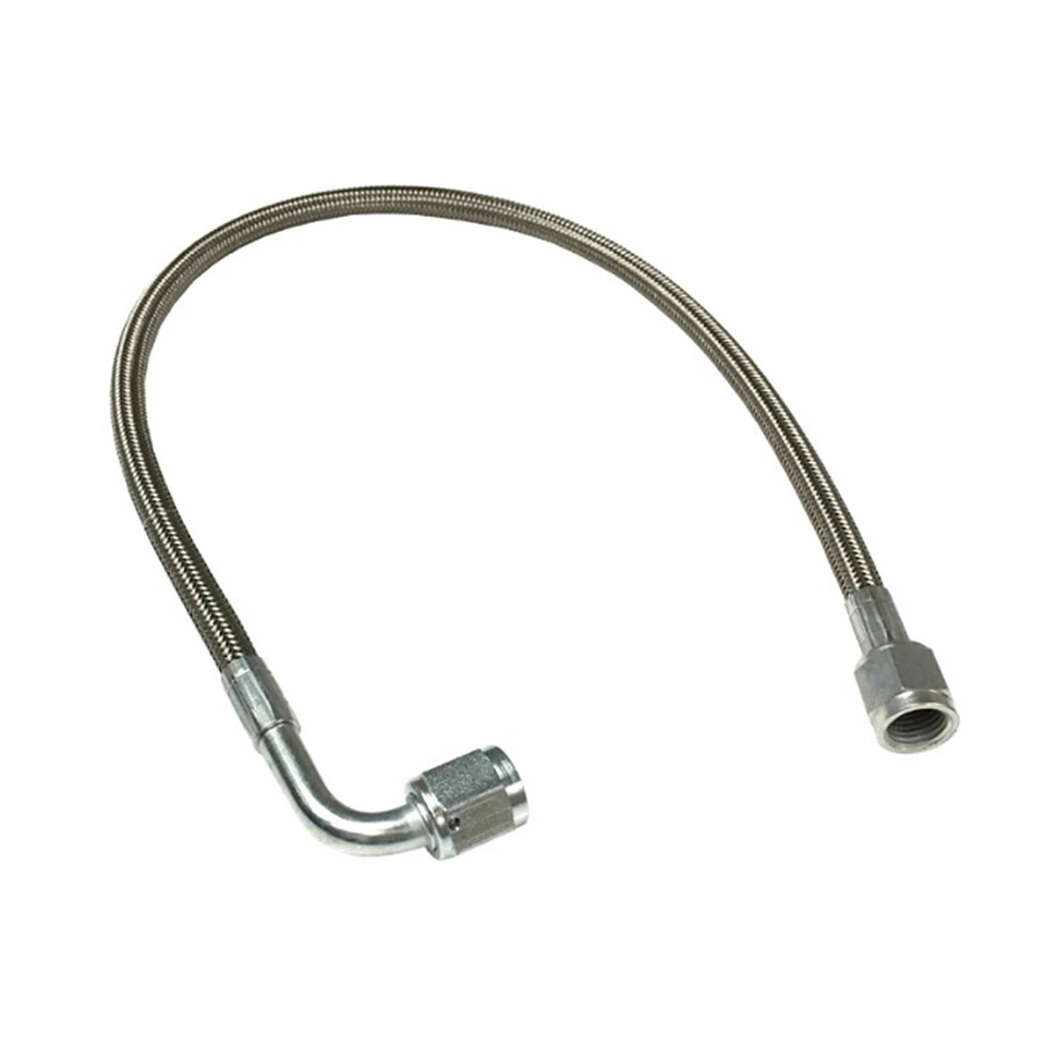 90° 4AN Car Turbo Oil Feed Line 36" Turbo Feed Line Stainless Steel Braided Kit - Изображение 2 из 4