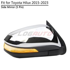 Espejo retrovisor de puerta lateral derecho cromado de 5 pines para Toyota Hilux Revo 2015-23