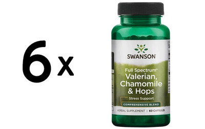 6 x Swanson Full Spectrum Valerian, Chamomile & Hops - 60 caps (119,42 EUR/kg)