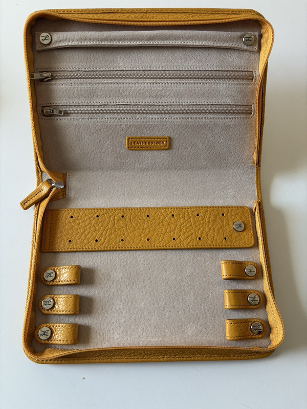 NEW Leatherology Jewelry Travel Case Turmeric (Yellow) Pebbled Leather MSRP $130
