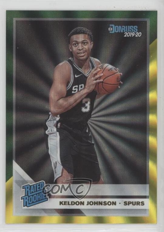 2019 Panini Donruss Rated Rookie Holo Green & Yellow Laser Keldon Johnson 1b1z