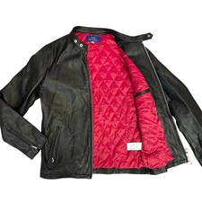 URBAN RESEARCH Lamb Leather Single Riders Jacket 38 Black Red Quilted