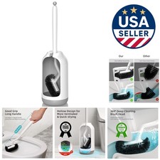 Modern White Toilet Brush and Holder - Ergonomic Design for Effortless Cleaning