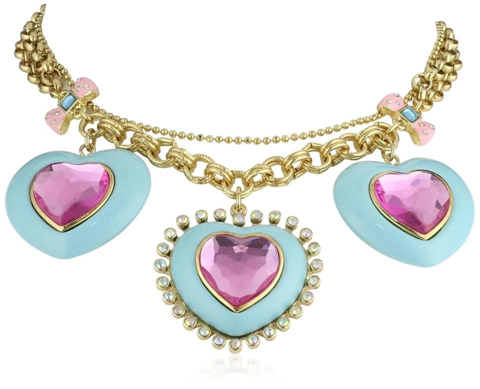 🩷🧑‍🎄🩵Collar GRANDE de Tres Corazones Betsey Johnson Festivo Candyland🩷🧑‍🎄🩵 Foto 4 de 4