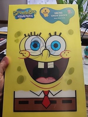 SpongeBob SquarePants 4 pack Mens Crew Sock Size 6-12