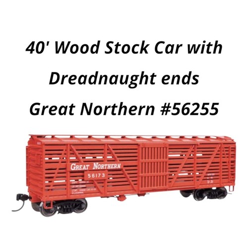 Walthers 910-41515 HO 40’ Stock Car con Dreadnaught Ends Great Northern 56255 | Condition: New