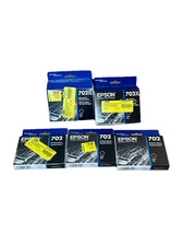 Lot of 5 Epson 702 & 702XL Black Ink – Genuine – 2 XL + 3 Standard