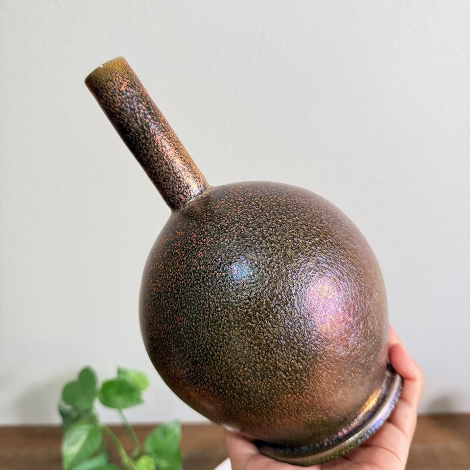 Rare Dutch Mobach Utrecht ceramic with metallic glaze — a serious museum-quality MCM collectible from a prestigious Netherlands atelier.