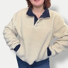 Mens J. Crew sherpa fleece pullover size Large