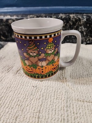 Enesco LUCY & ME Halloween Bear Mug 1993 Jack O' Lantern Cup  vintage
