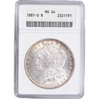 1881-O $1 Morgan Silver Dollar ~ ANACS MS 64 - Gen. 4 Old Soapbox Holder
