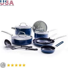 12 Piece Ceramic Nonstick Cookware Set Toxin Free Dishwasher Safe Heat Resistant