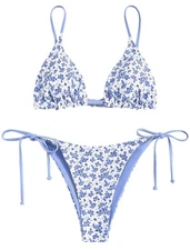 ZAFUL Women's Triangle Bikini Floral String Bikini Set Two Piece Swimsuit