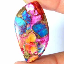 25.10Cts Spiny Oyster Copper Turquoise Fancy Cabochon 17x29x5mm Loose Gemstone