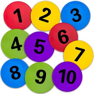 9 inch Numbered Poly Spot Markers Floor Dots Flat Cones Non Slip Rubber Agili...