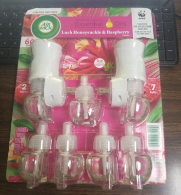 AIRWICK HONEYSUCKLE SCENTED PLUG-IN, UP TO 60 DAYS(7-0.67 oz REFILLS & 2 WARMER)
