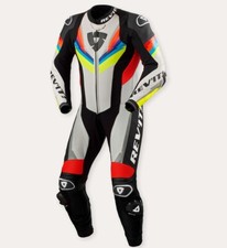 TUTA INTERA RACING MOTO REV'IT QUANTUM 3 PELLE LIGHT GREY YELLOW RED BLU TG 52