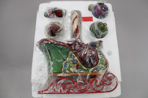 Jim Shore "Jingle All The Way" Heartwood Creek Christmas Sleigh w/ Ornaments NIB - 第 3/14 張圖片