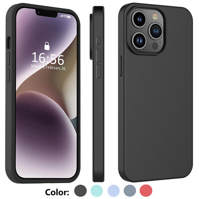 For iPhone 15 14 13 12 11 Pro Max XS XR X 8 7 SE Liquild Silicone Gel Case Cover