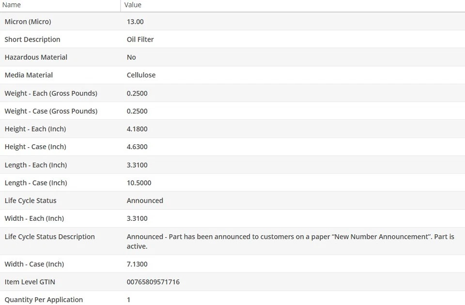 Filtro de aceite tipo OEM WIX para BMW 645CI 2004-2005 V8-4,4 L Foto 4 de 4