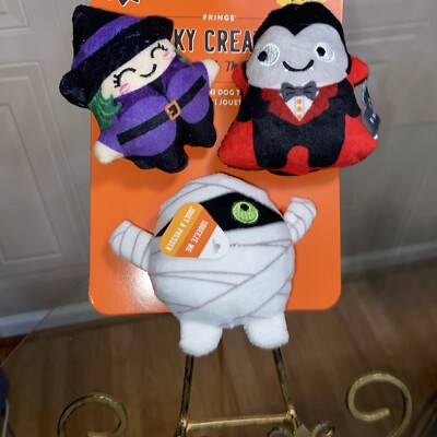 Fringe Halloween  Spooky Creatures Too Cute To Spook Set of 3 Mini W/Squeaker