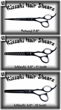 Kissaki 7.0" Black Hair Scissors & 11t & 32t Thinning Shears 3 Scissors Combo