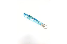 Blue White Key Chain Cotton Fabric Wristlet Key Fob with Key Ring New