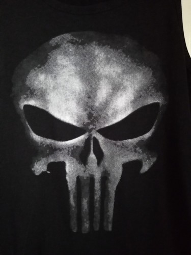 T-Shirt Skull Vest Sleeveless Medium Black Biker Graphic Print Tee Womans - Picture 15 of 24