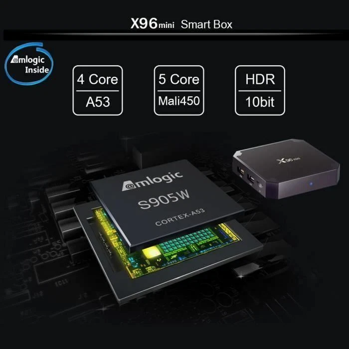 X96 MINI Android 9.0 TV BOX Boîtier Intelligent Smart TV BOX 2 Go 16 Go Décodeur - Photo 2/3