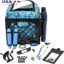 24 Piece Kayak Fishing Storage Crate W/ Dry Bag Rod Holders Accessories Kit New