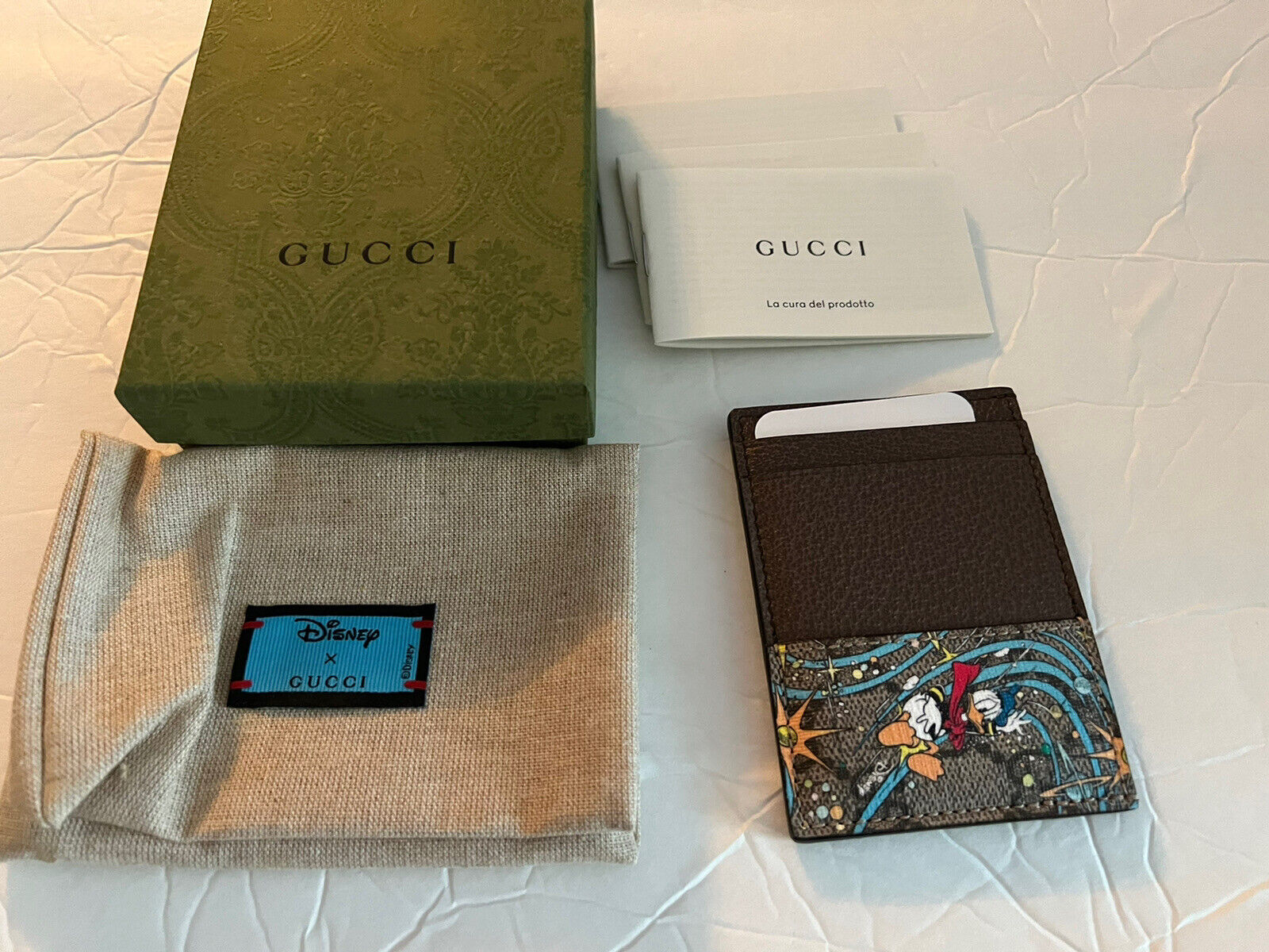 Gucci Donald Duck Leather Card Case Holder Wallet w/ box storage