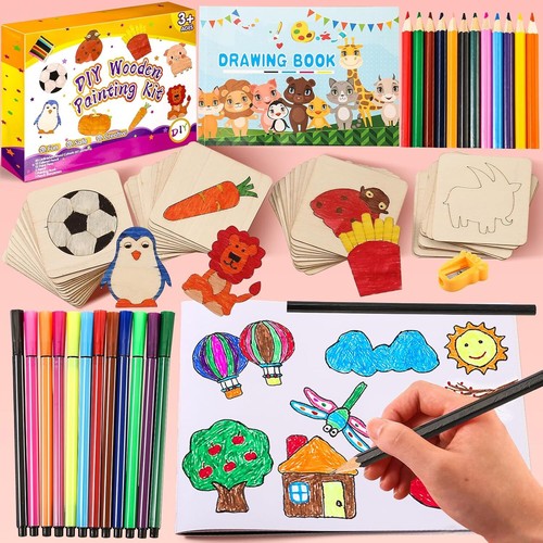 DIY Wooden Painting Kit, 60 Creativity Wood Arts and Crafts for Kids 4-6,...