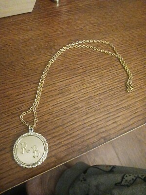 RB Intials Round PENDANT With Mirror On Gold Chain Necklace Unknown ...