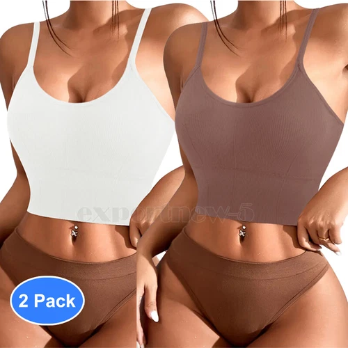 Women Strappy Sport Yoga Low U-Back Bralette Padded Bra Crop Top Cami Vest Tank - Bild 41 von 43