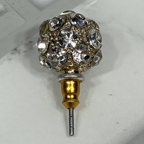 2 Pair Lia Sophia "Glitter Ball" Stud Earrings W/Gold Tone Clear Cut Crystals - Picture 5 of 6