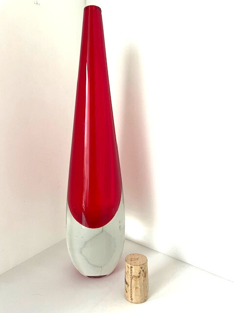 Vase Glas - Murano? Deutschland? Skandinavien? Sommerso klar/rot wohl 1960er