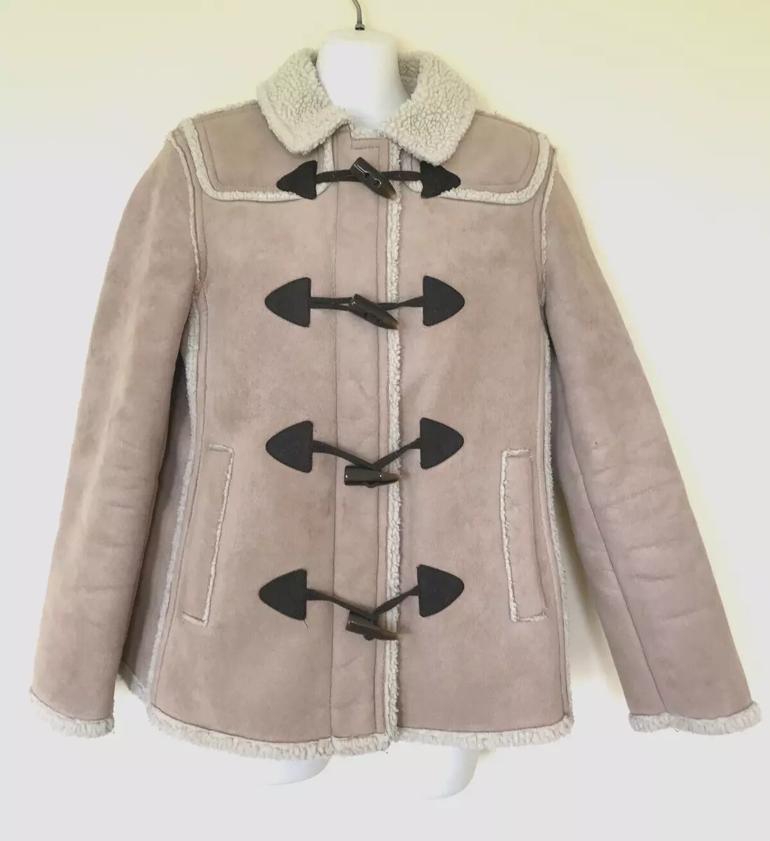 Gap Faux Shearling Suede Zip Up Jacket w Toggle Clasps Vtg Y2K