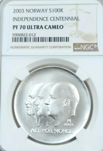 2003 NORWAY SILVER 100 KRONER INDEPENDENCE CENTENNIAL NGC PF 70 ULTRA CAMEO