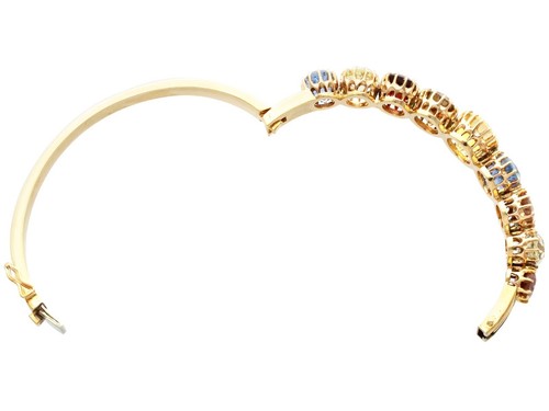 Antique Multi-Gemstone and 9K Yellow Gold Bangle - Circa 1900 - Picture 7 of 12