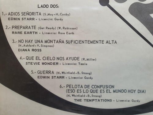 V/A DIANA ROSS STEVIE WONDER THE TEMPTATIONS 1970 MONO UNIQ CVR & ERRORS CHILEAN - Picture 6 of 17