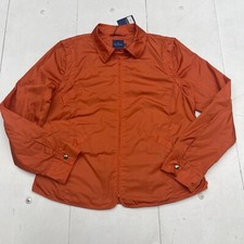Faconnable Orange Nylon Removable Sleeve Zip Up Jacket Women’s Xl New